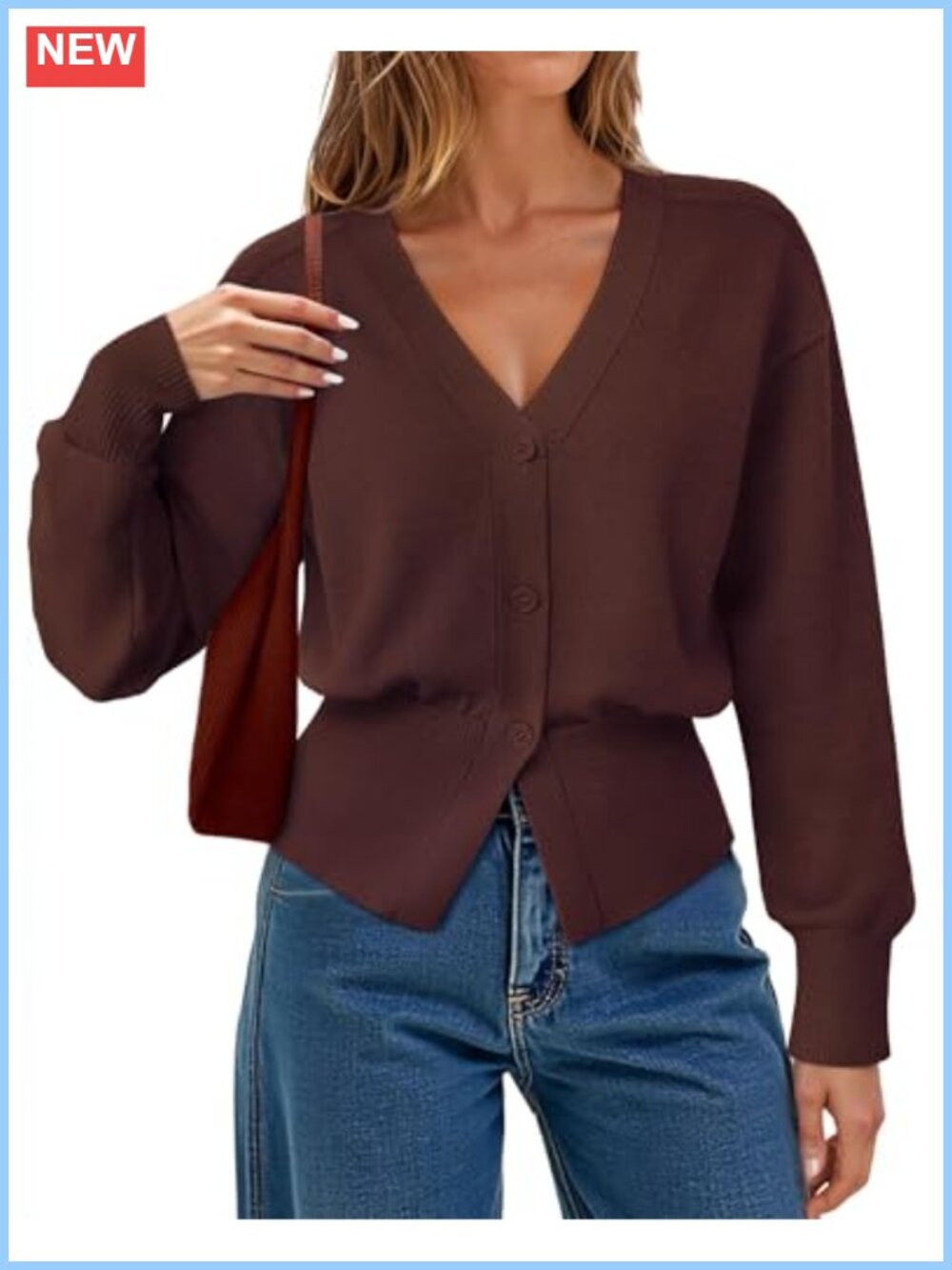 Womens Open Front Cardigan Peplum Ribbed Knit Button Sweater